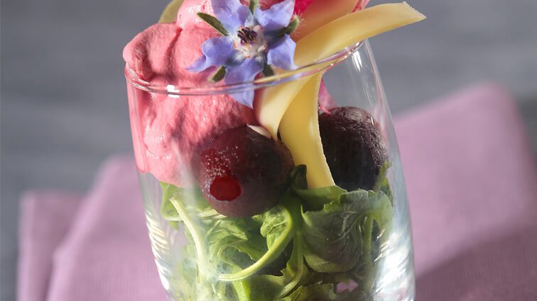 Recette : Verrine betravine, fleur de bourrache et chips de red meat - TerreAzur