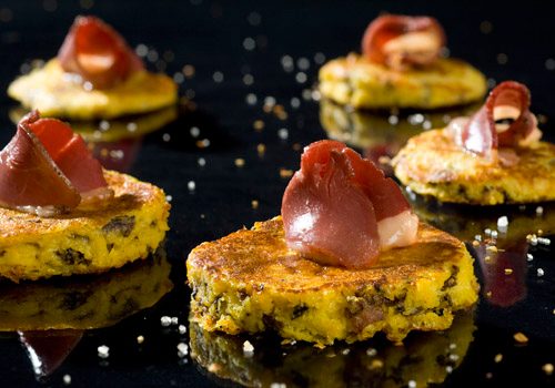 Recette : Blinis de maïs aux champignons et son canard séché - EpiSaveurs
