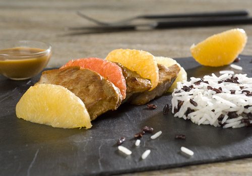 Recette : Effeuillé de porc aux agrumes et son riz trois continents - EpiSaveurs