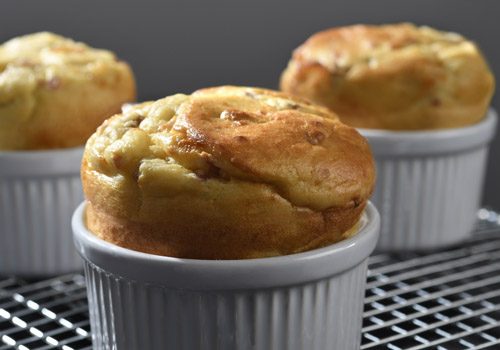 Recette : Soufflés de pomme de terre, fromage, champignons et jambon - EpiSaveurs