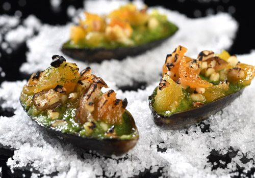 Recette : Moules gratinées et crumble de fruits sec - EpiSaveurs