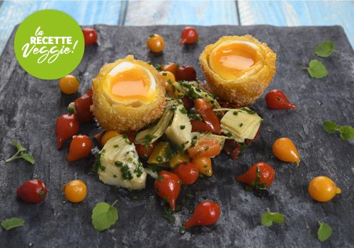 Recette : Salade de légumes confits et œuf pané - EpiSaveurs