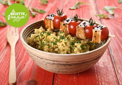 Recette : Tofu snacké, risotto de boulgour à la ciboulette - EpiSaveurs