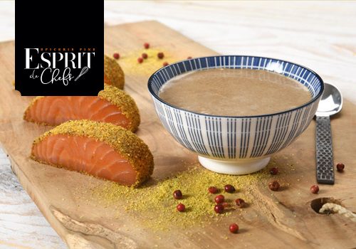 Recette : Crème de lentilles au jus de truffe, saumon au sel fumé des Salish - EpiSaveurs