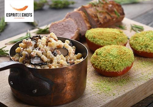 Recette : Agneau confit et risotto provençal de Fregola Sarda à la truffe - EpiSaveurs