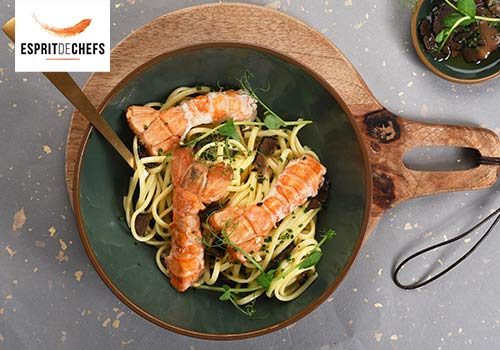 Recette : Tagliatelle au jus de truffe et langoustines rôties - EpiSaveurs