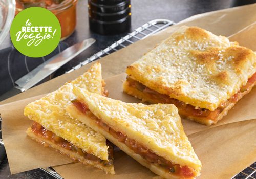 Recette : Croque polenta (sésame et lentilles corail) et compotée de légumes au tofu - EpiSaveurs