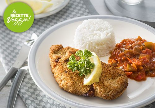 Recette : Escalope végétale panée et sa piperade - EpiSaveurs